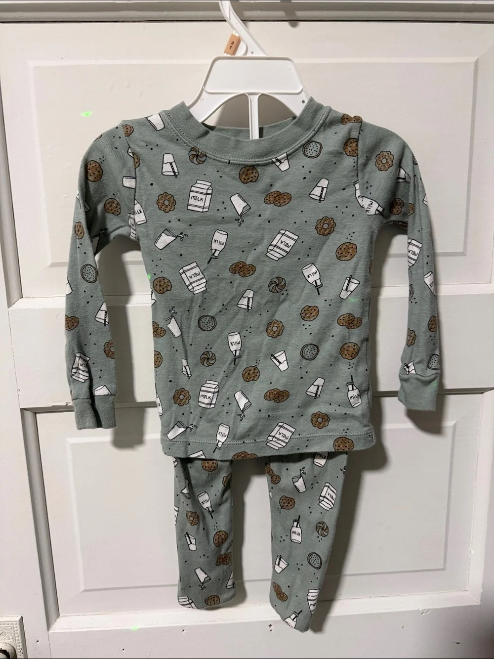 wonder nation Green Milk & Cookie Print Kids Pajama Set